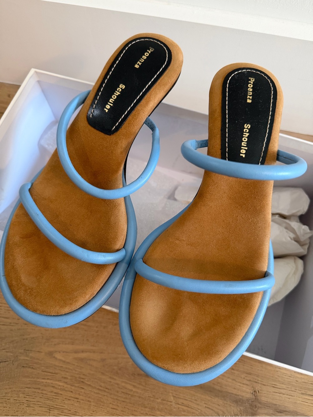 Proenza Schouler Blue Strappy Slide Sandals for Women